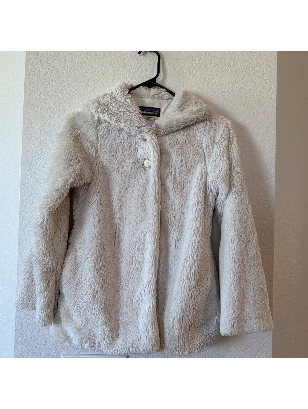 Girls Patagonia Pelage FLUFFY Jacket Birch White Med Size 8